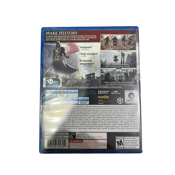 PlayStation 4 Assassins Creed Unity Video Game (18677) - Picture 2 of 2